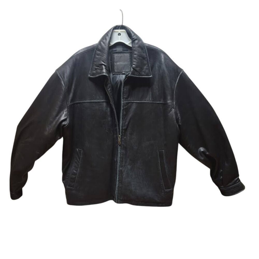 Vintage black Excelled Leather Coat Jacket Men Size Large SOFT like butter BIKER